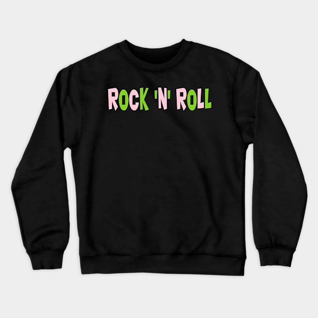 Rock 'n' Roll at night in Pink and Green Crewneck Sweatshirt by MacSquiddles